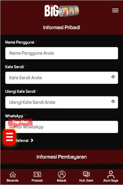 BIG777 LOGIN BIG777 Informasi Pribadi